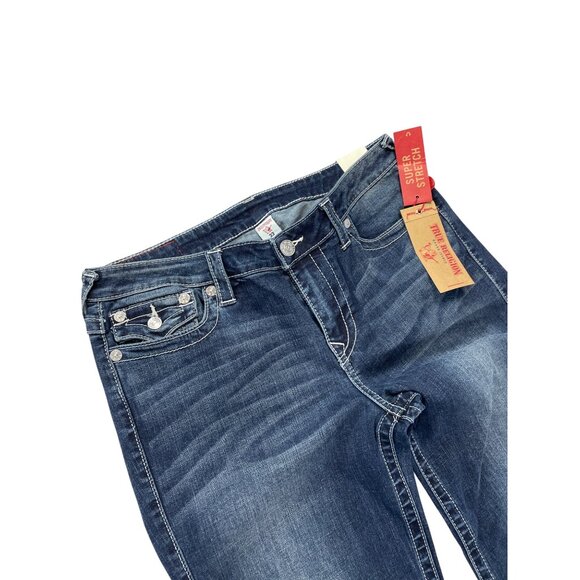 True Religion Womens Blue Super Stretch Slim Straight SIze 33 SKU 9278 - Picture 2 of 13
